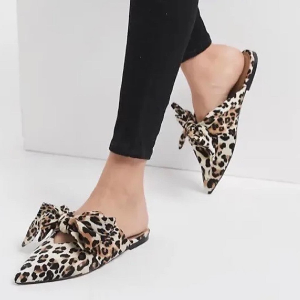 ASOS Leopard Bow slides